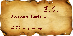 Blumberg Ignác névjegykártya